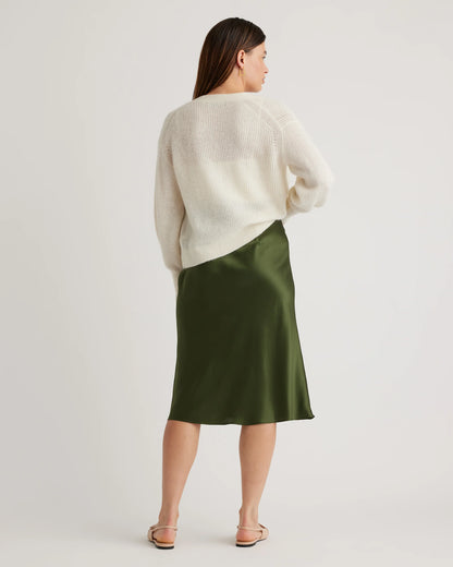 100% Washable Silk Skirt - XS / Champagne