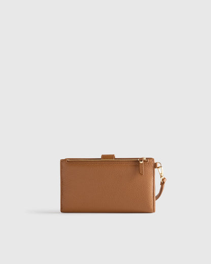 Italian Leather Phone Bi-Fold Wristlet - One Size / Black
