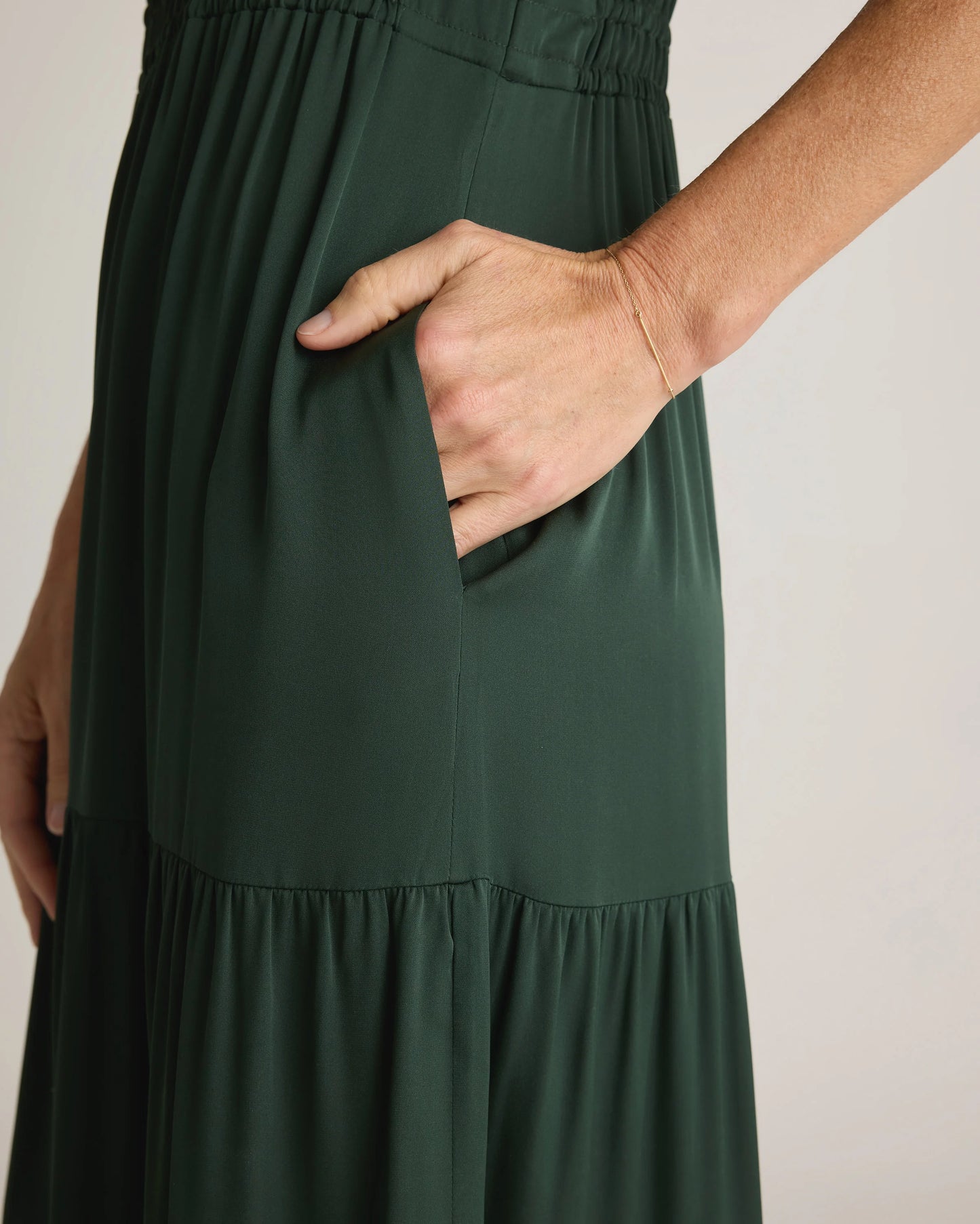 Washable Stretch Silk Tiered Maxi Dress - XS / Navy
