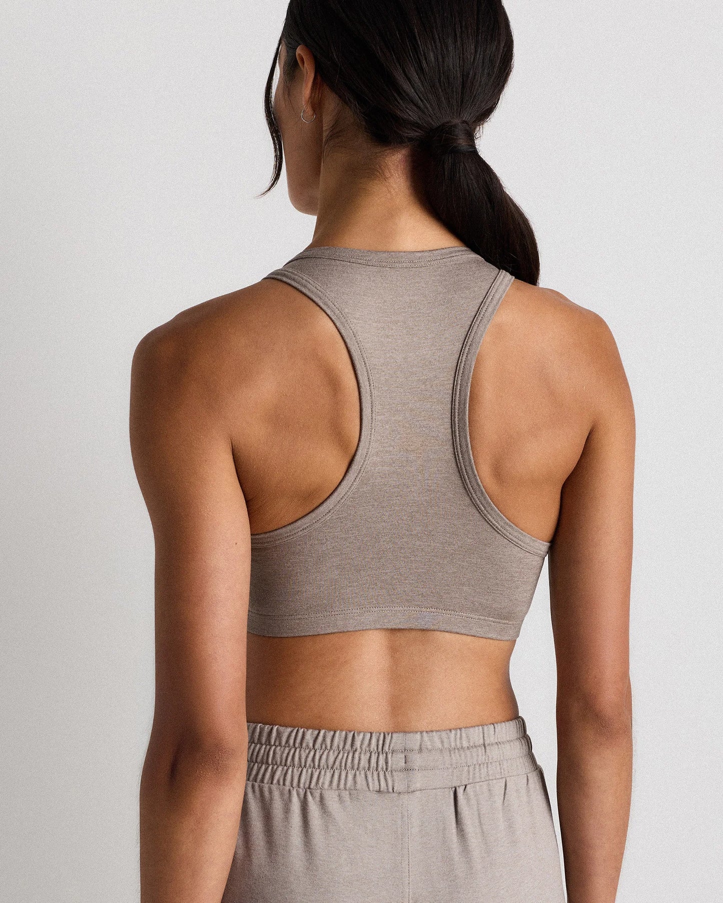 Ultra-Soft V-Neck Racerback Bra - XS / Heather Black