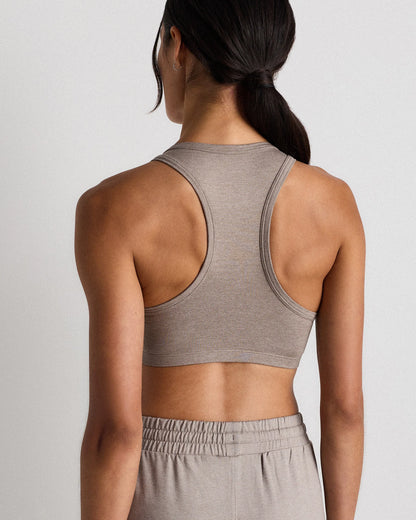 Ultra-Soft V-Neck Racerback Bra - XS / Heather Black