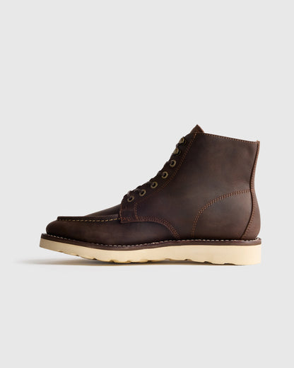 Crafted Leather Moc Toe Boot - 7 / Dark Chocolate