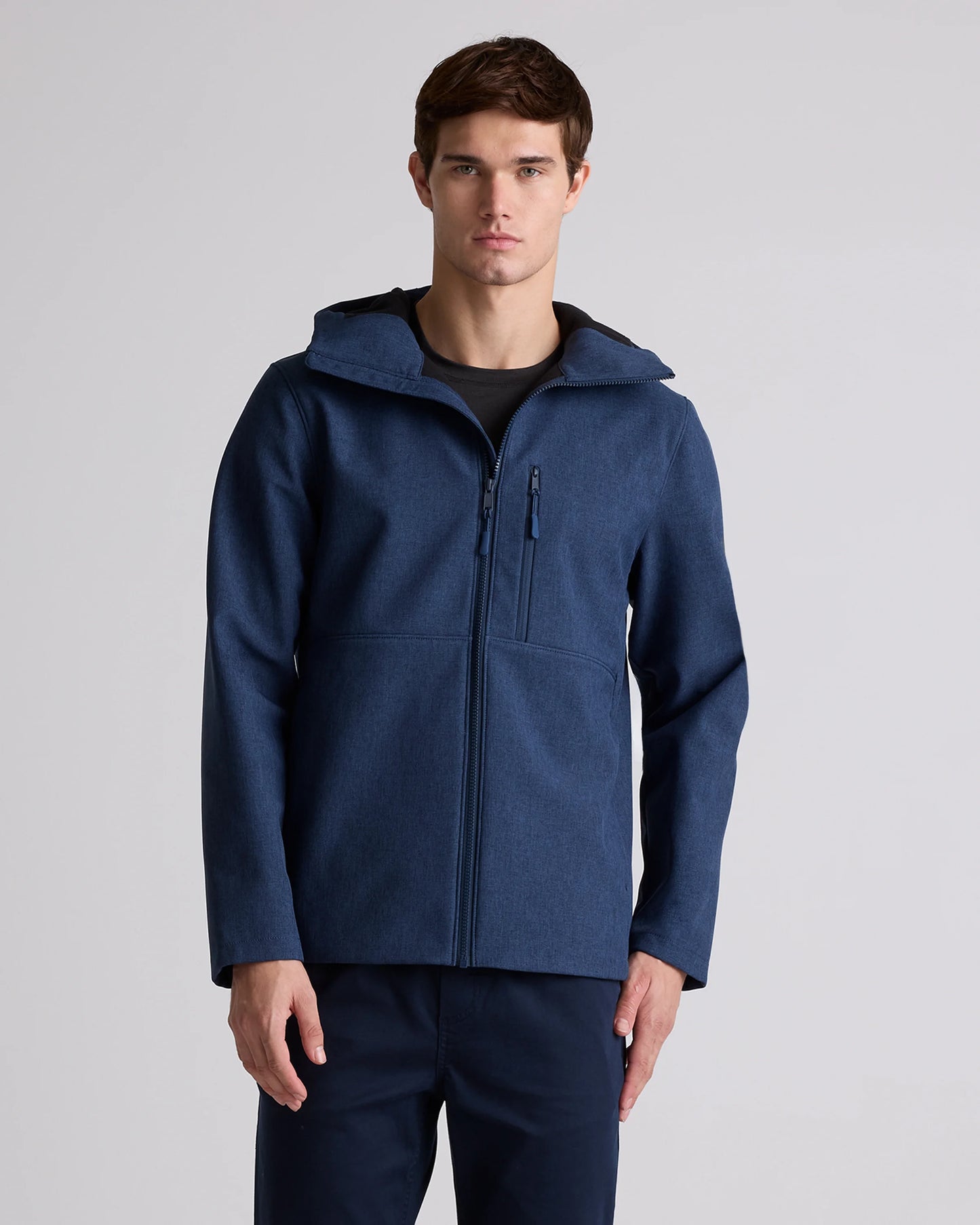 Softshell Fleece-Lined Full-Zip Hooded Jacket - XS / Heather Shady Charcoal