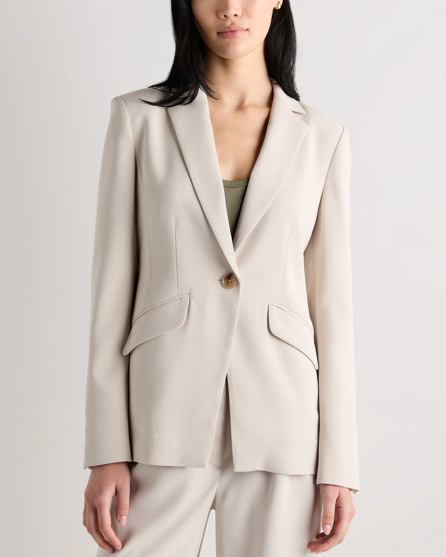 Stretch Crepe Cinched Waist Blazer - XS / Sand