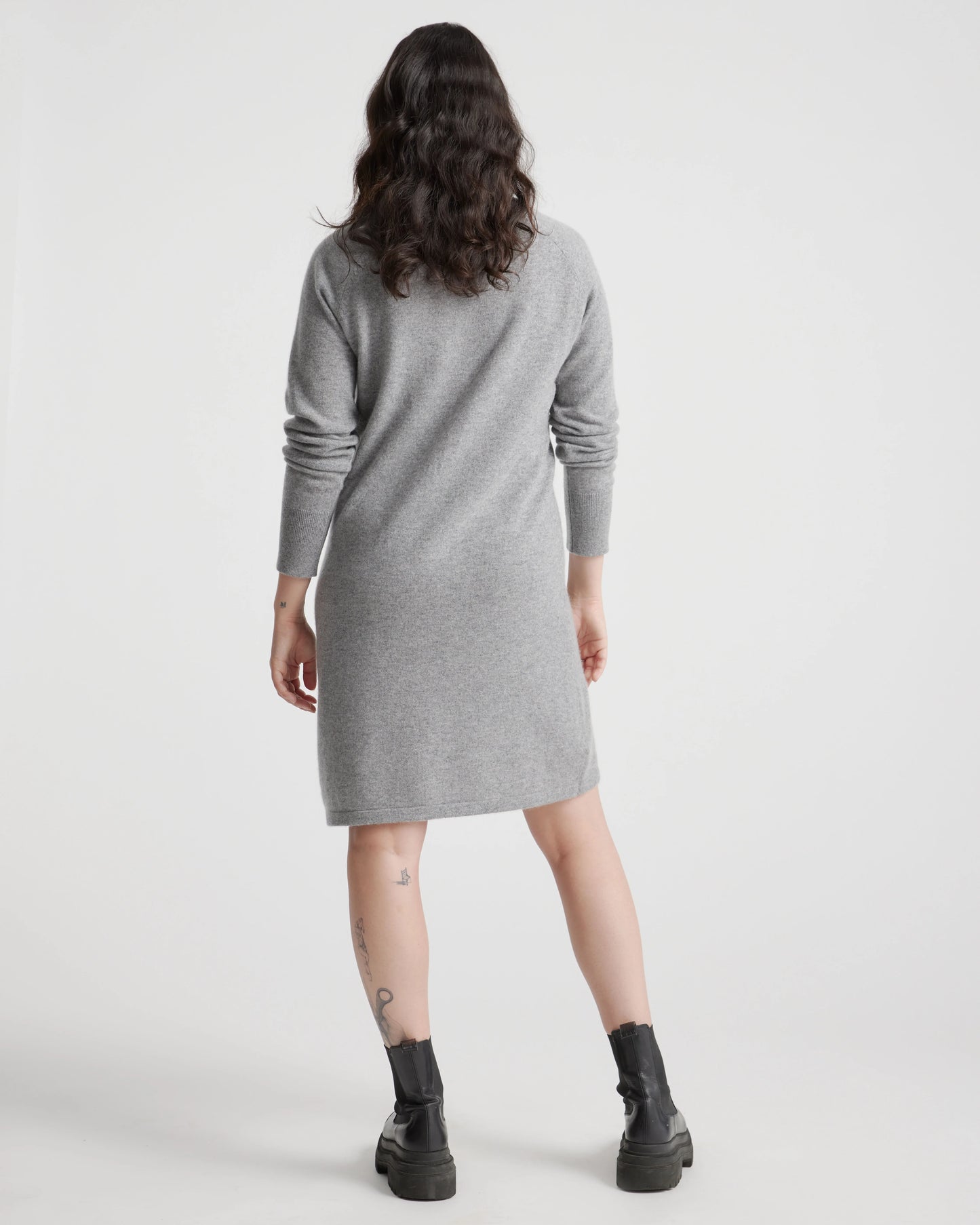 Mongolian Cashmere Turtleneck Sweater Dress - XS / Moss