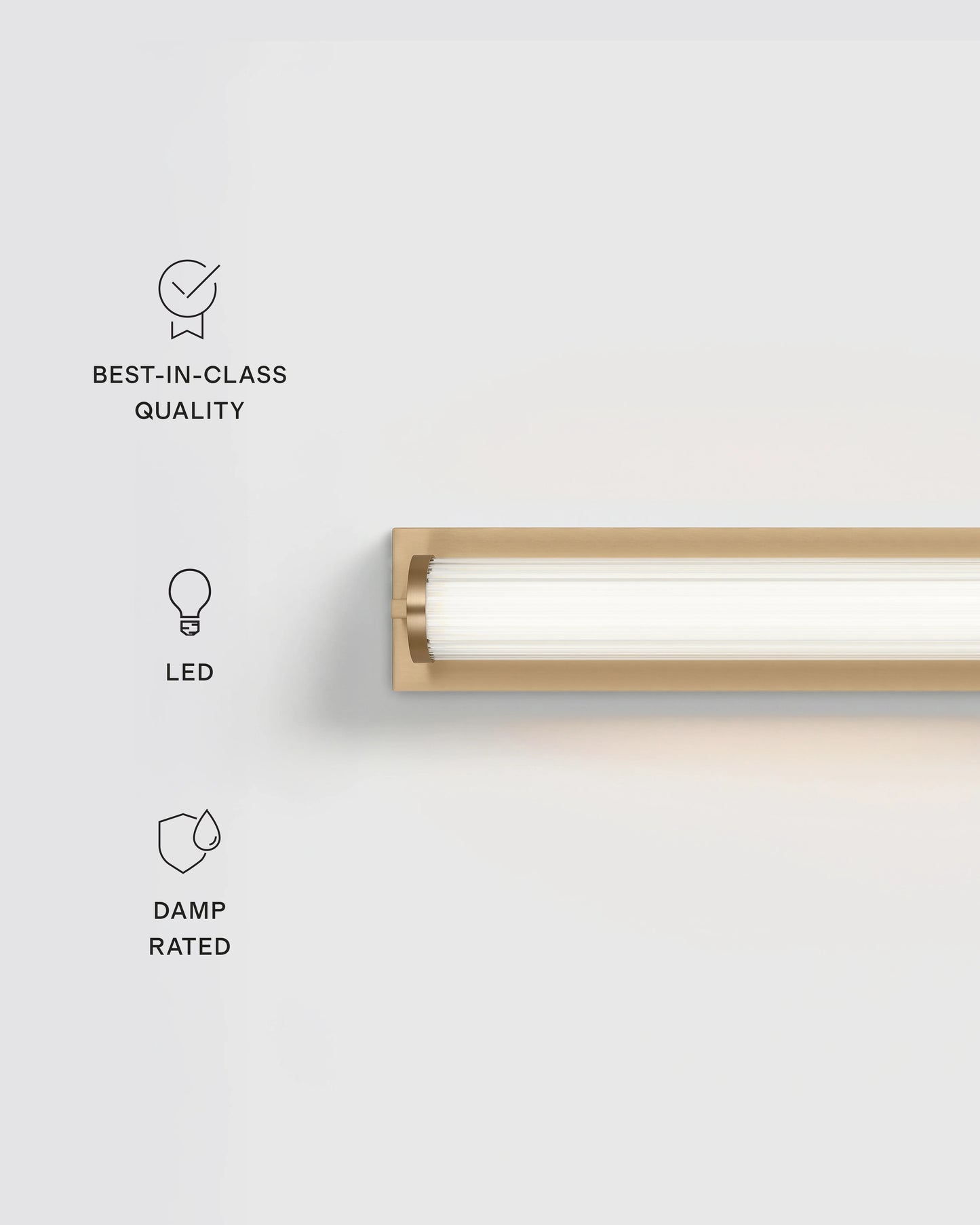 Ribbed Steel LED Vanity Sconce - 22" / Brass