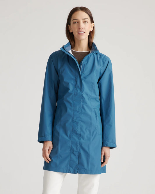 Weather Proof Long Rain Shell Jacket - XS / Ink Blue