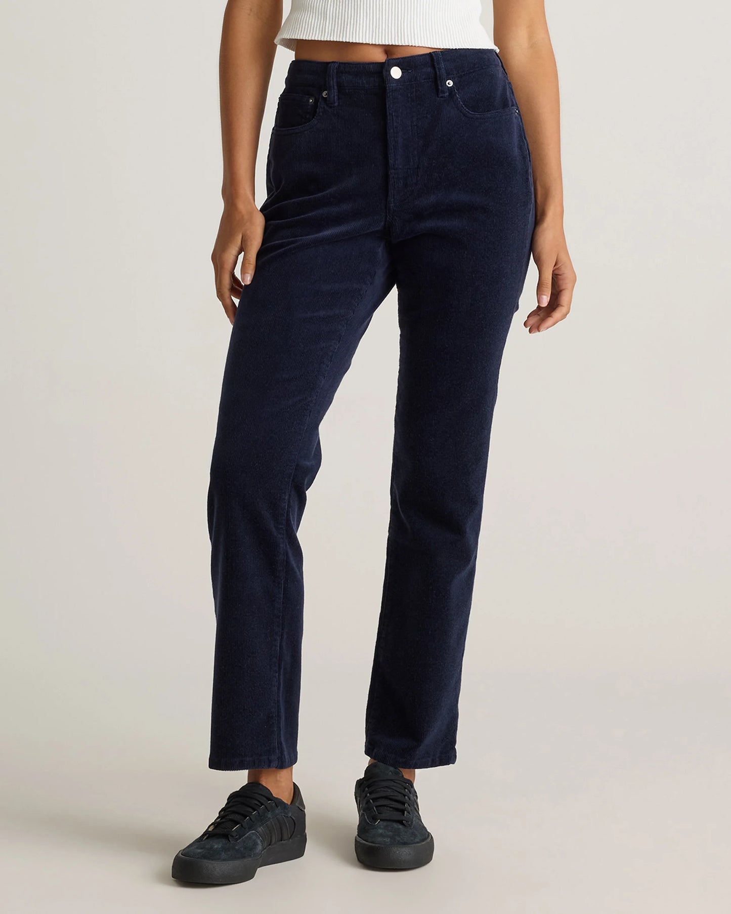 Organic Stretch Corduroy Straight Leg Pants - 0 / Espresso