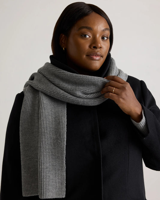 Merino Wool Fisherman Scarf - One Size / Heather Grey
