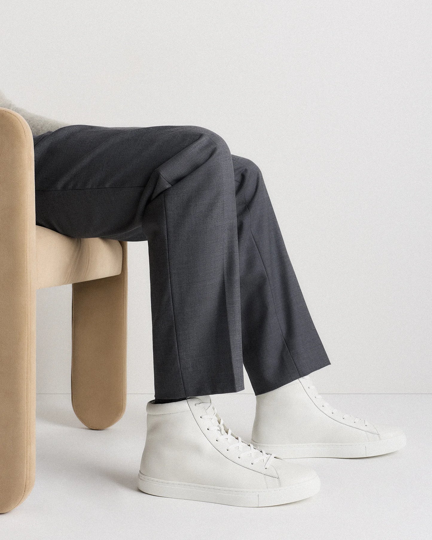 Italian Leather High Top Everyday Sneaker - 7 / White
