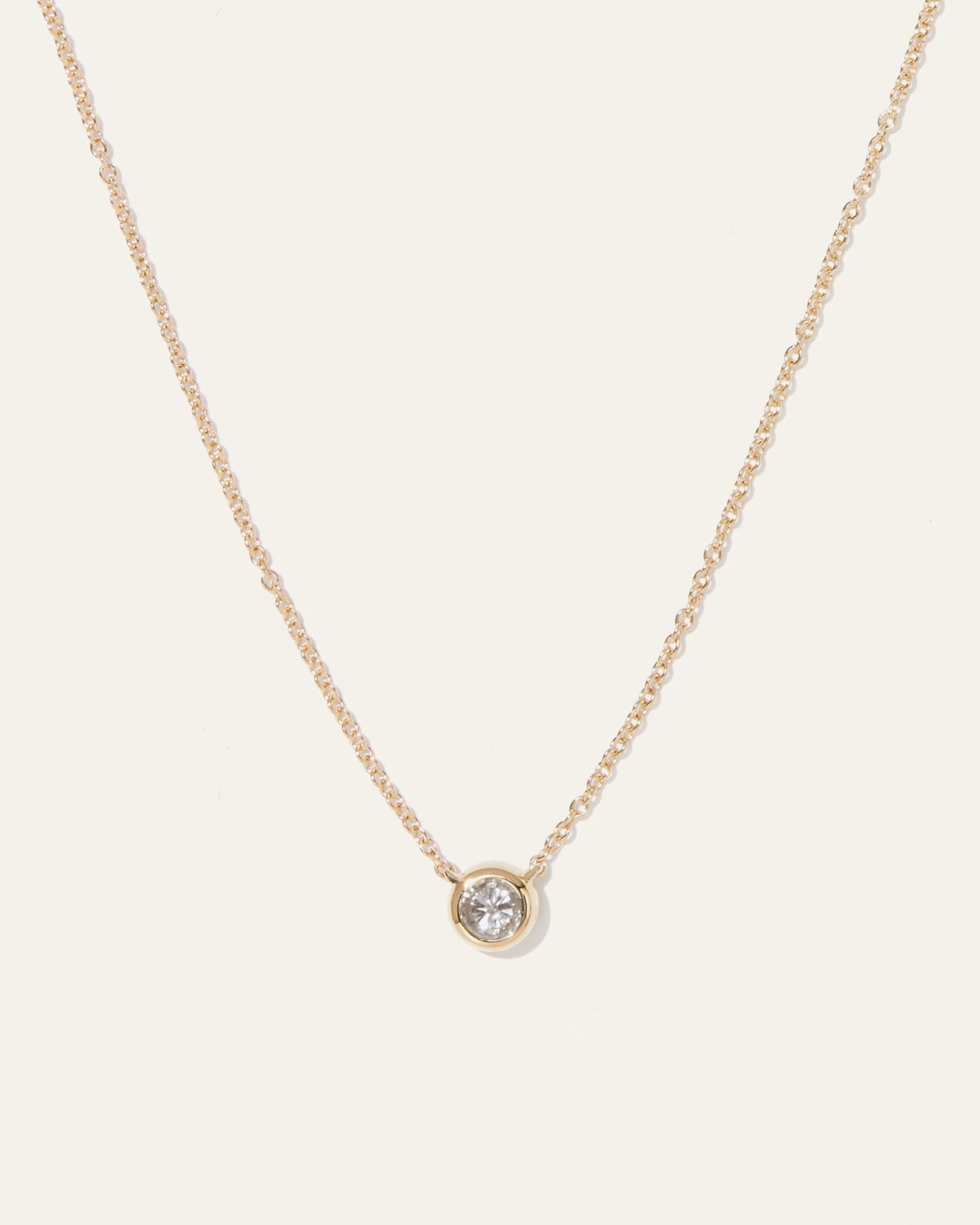 14K Gold Diamond Bezel Necklace - One Size / Yellow Gold