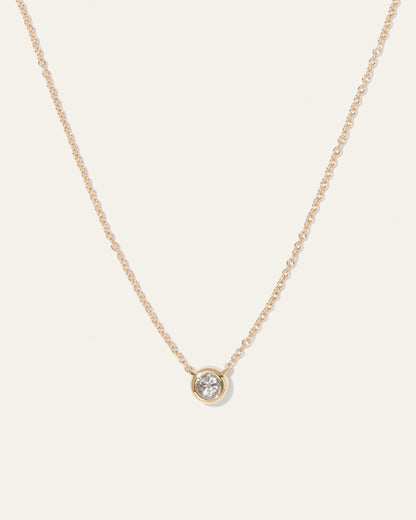 14K Gold Diamond Bezel Necklace - One Size / Yellow Gold