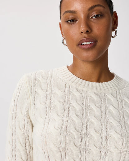 Mongolian Cashmere Shrunken Cable Crewneck Sweater - XS / Varsity Red