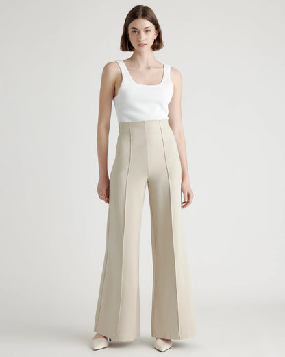 Ultra-Stretch Ponte Super Wide Leg Pants - XS / Black