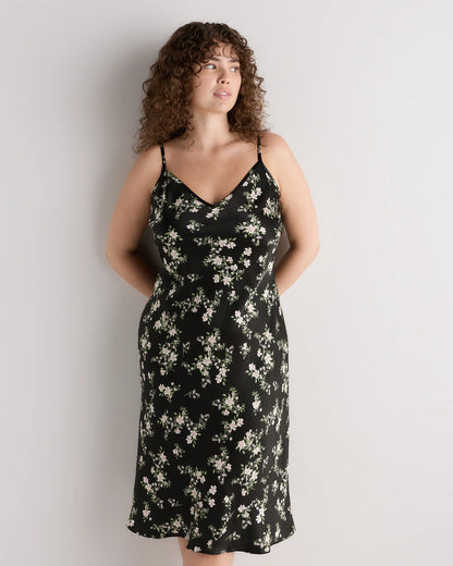 100% Washable Silk Slip Dress - 1X / Champagne