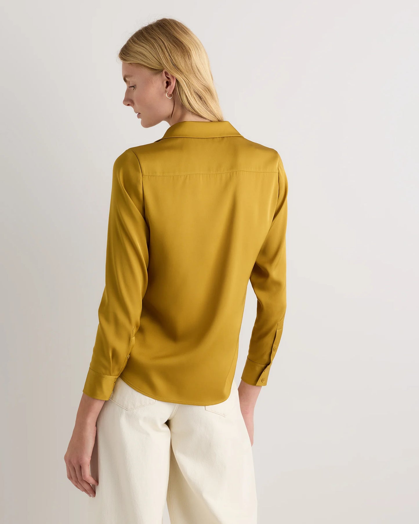 Washable Stretch Silk Notch Collar Blouse - XS / Moonstone Blue