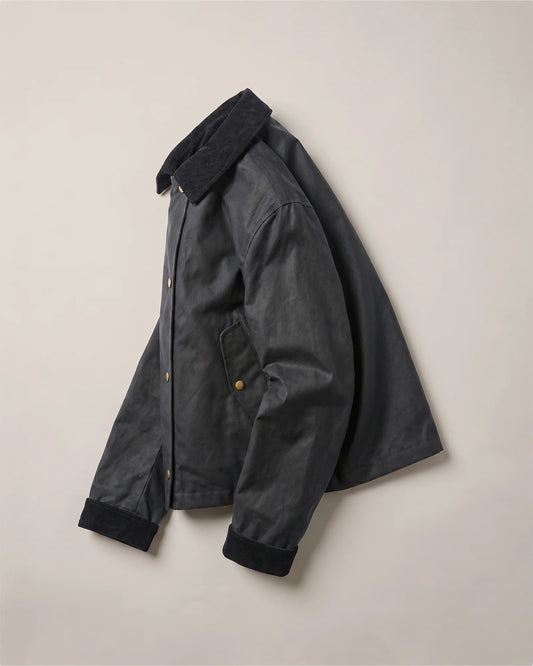 Organic Waxed Cotton Cropped Barn Jacket - XS / Vintage Black