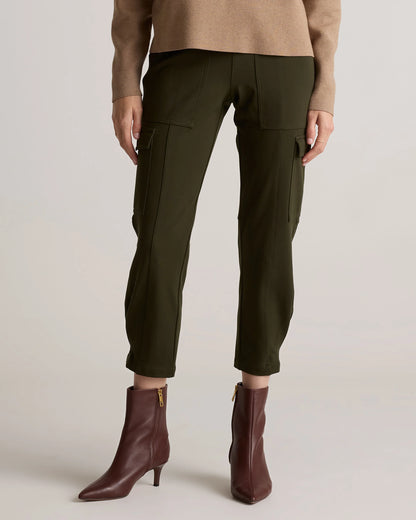Ultra-Stretch Ponte Tapered Cargo Pants - XS / Black