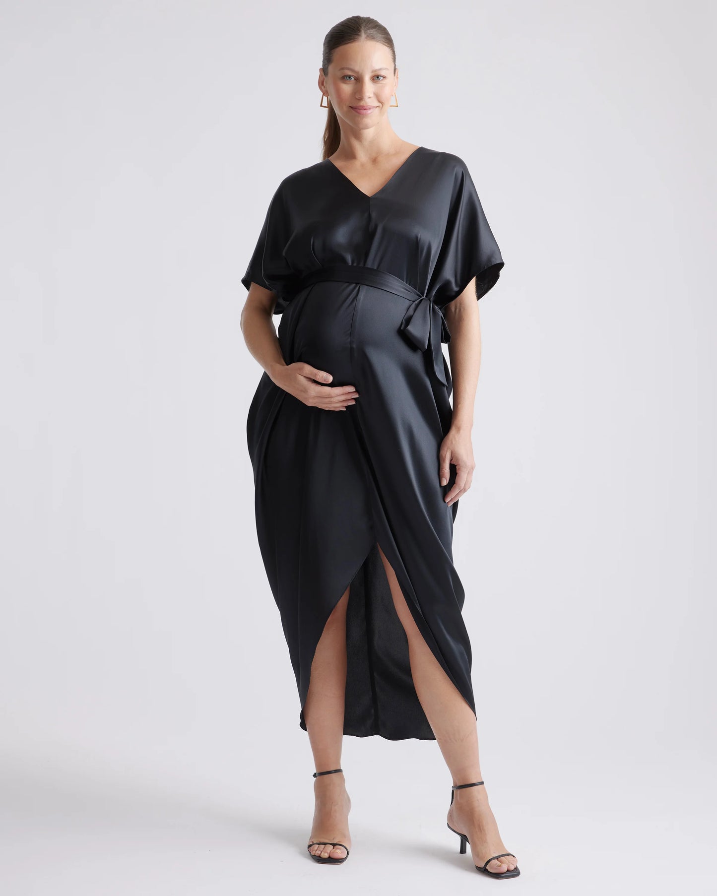 100% Washable Silk Maternity Dress - XS / Black