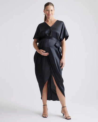 100% Washable Silk Maternity Dress - XS / Black