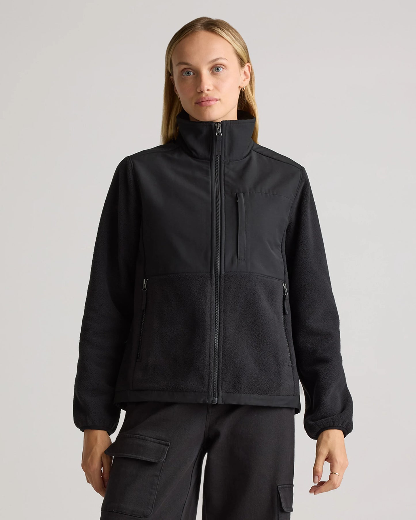 Polar Fleece Full-Zip Jacket - XS / Gravel/Bold Black