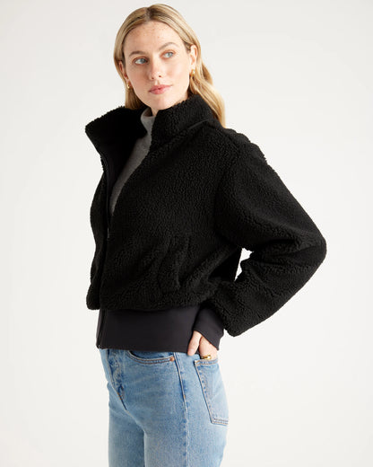 Hooded Sherpa Jacket - XS / Black