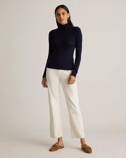 Featherweight Cashmere Ribbed Mockneck Sweater - XS / Deep Navy