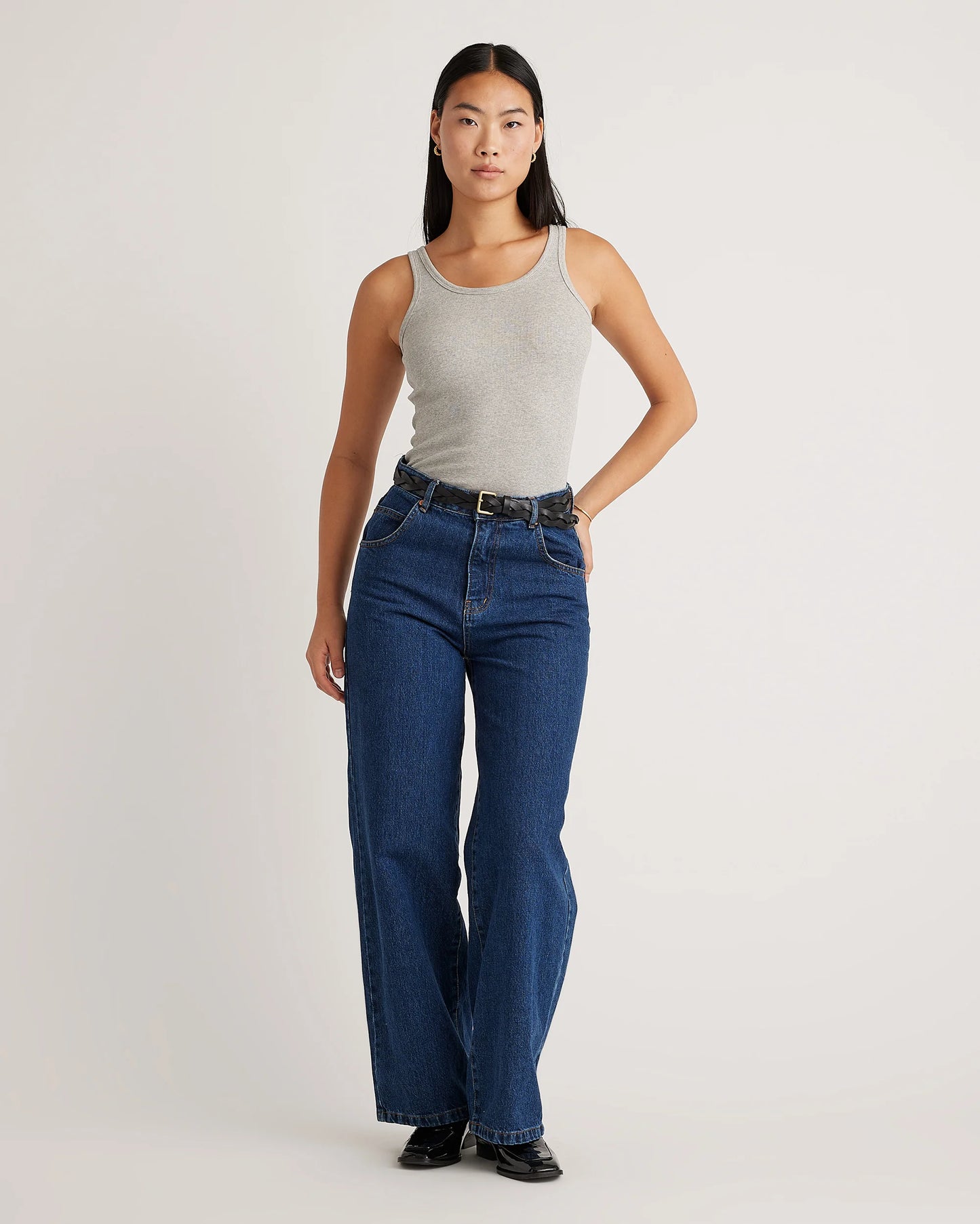 Organic Cotton Micro-Rib Scoop Neck Tank - XS / Moonstone Blue