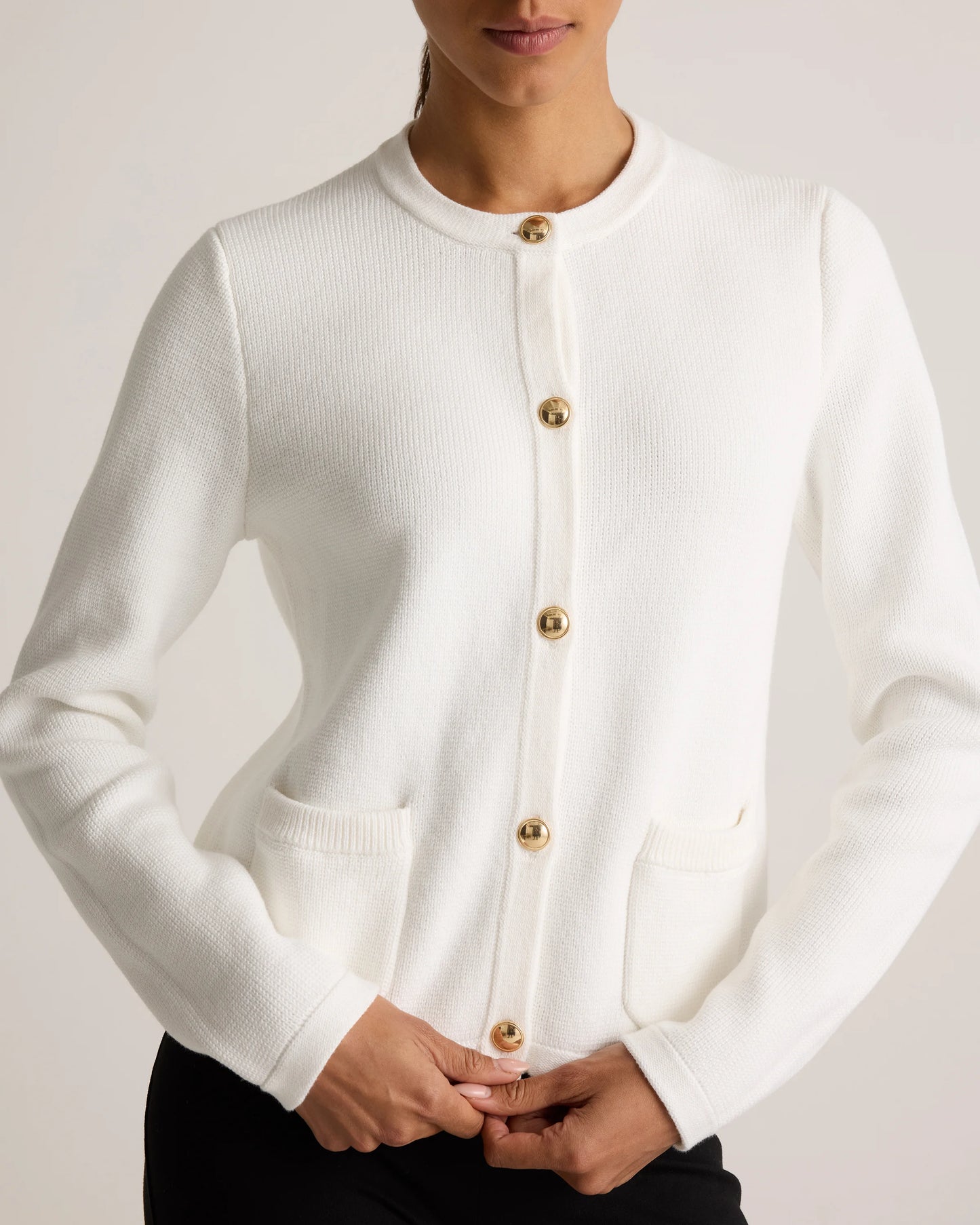 100% Organic Cotton Sweater Jacket - XS / Black/Ivory Colorblock