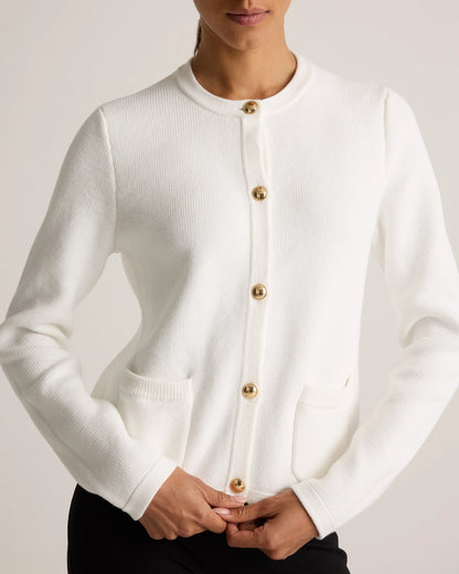 100% Organic Cotton Sweater Jacket - XS / Black/Ivory Colorblock