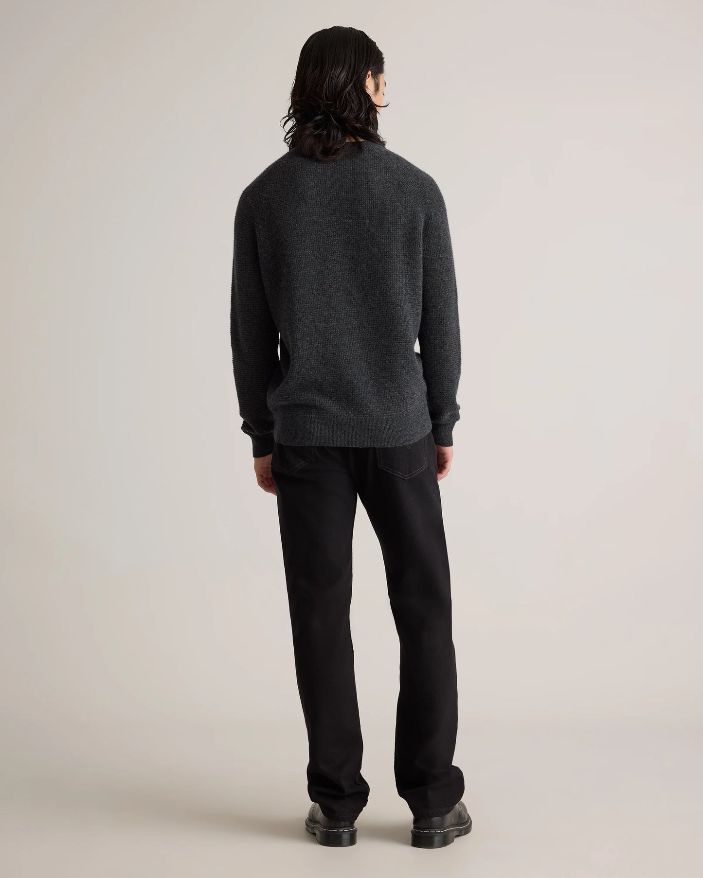 Mongolian Cashmere Waffle Sweatshirt - S / Faded Denim