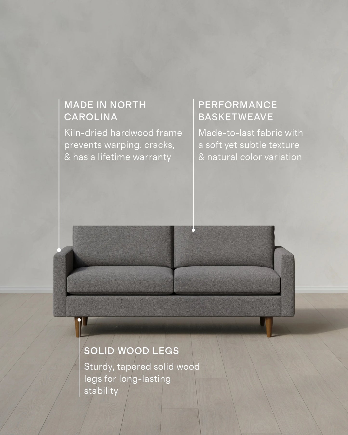 Atlas Midcentury Sofa in Performance Basketweave - 6ft / Navy