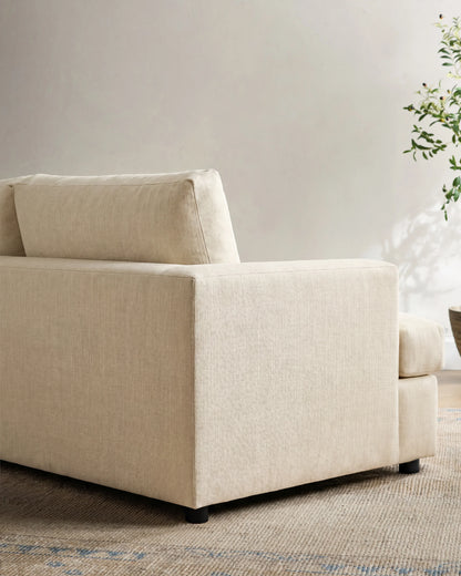 Sierra Curved Arm Sleeper Sofa in Performance Basketweave - One Size / Flax
