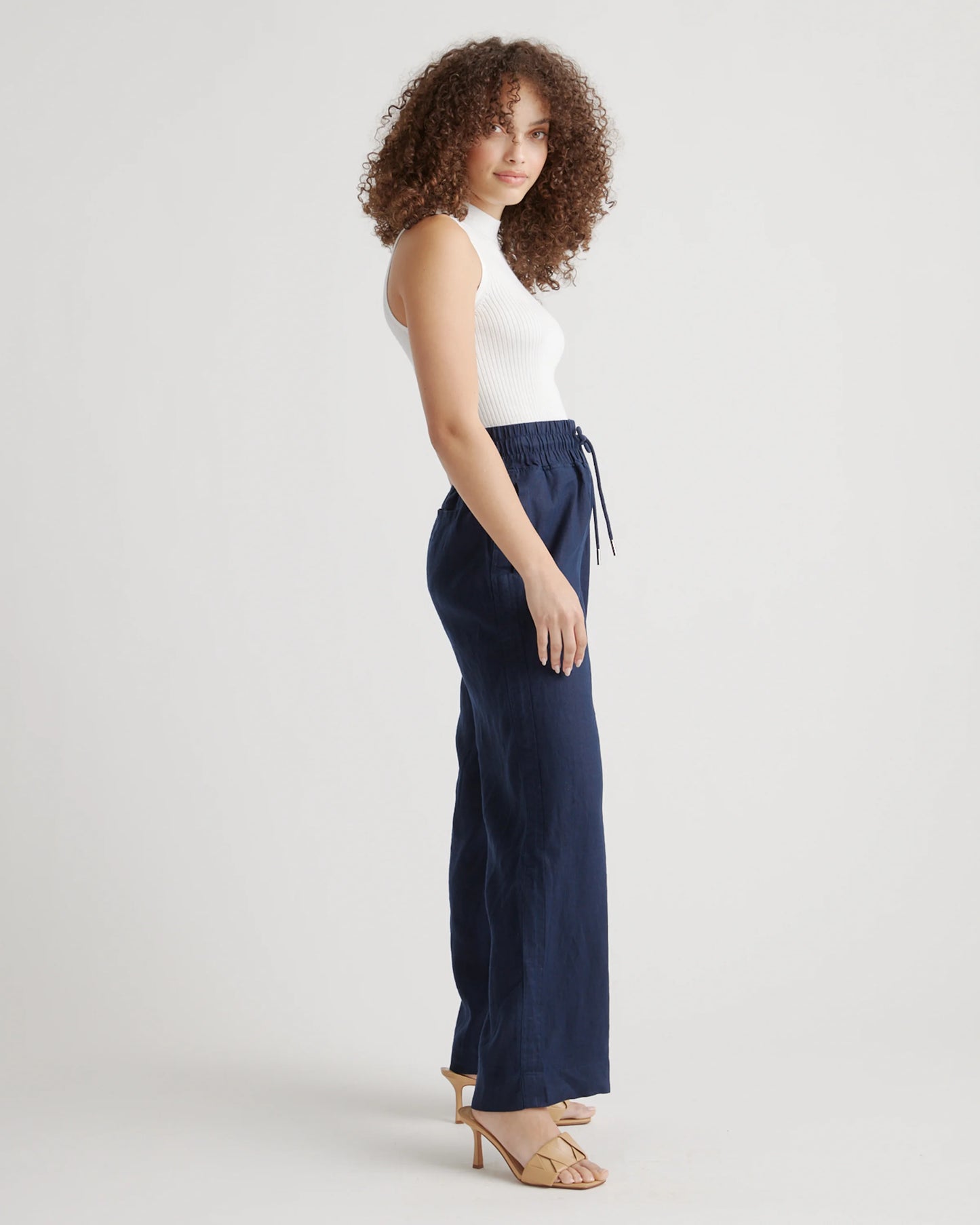 100% European Linen Wide Leg Pants - XS / Bayberry Olive