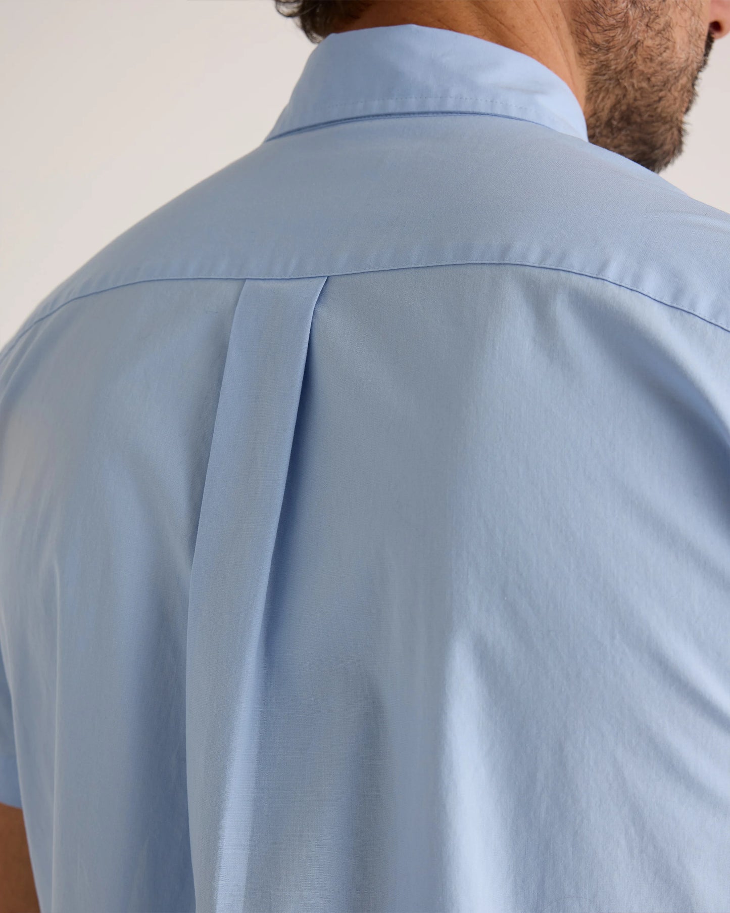 Organic Cotton Stretch Poplin Short Sleeve Shirt - S / Light Blue