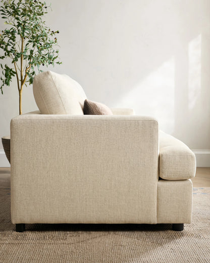 Sierra Curved Arm Sleeper Sofa in Performance Basketweave - One Size / Flax