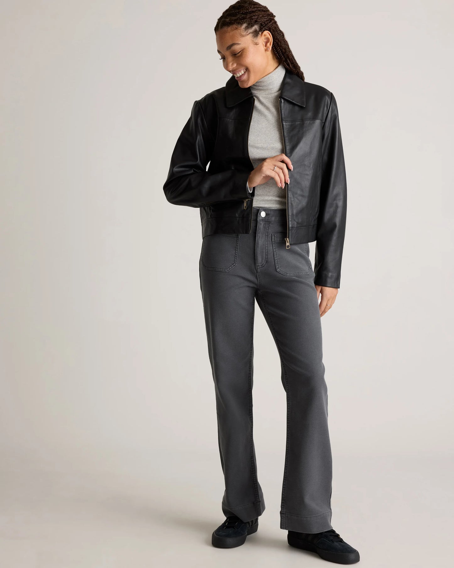 French Terry Wide Leg Pants - 0 / Bayberry Olive