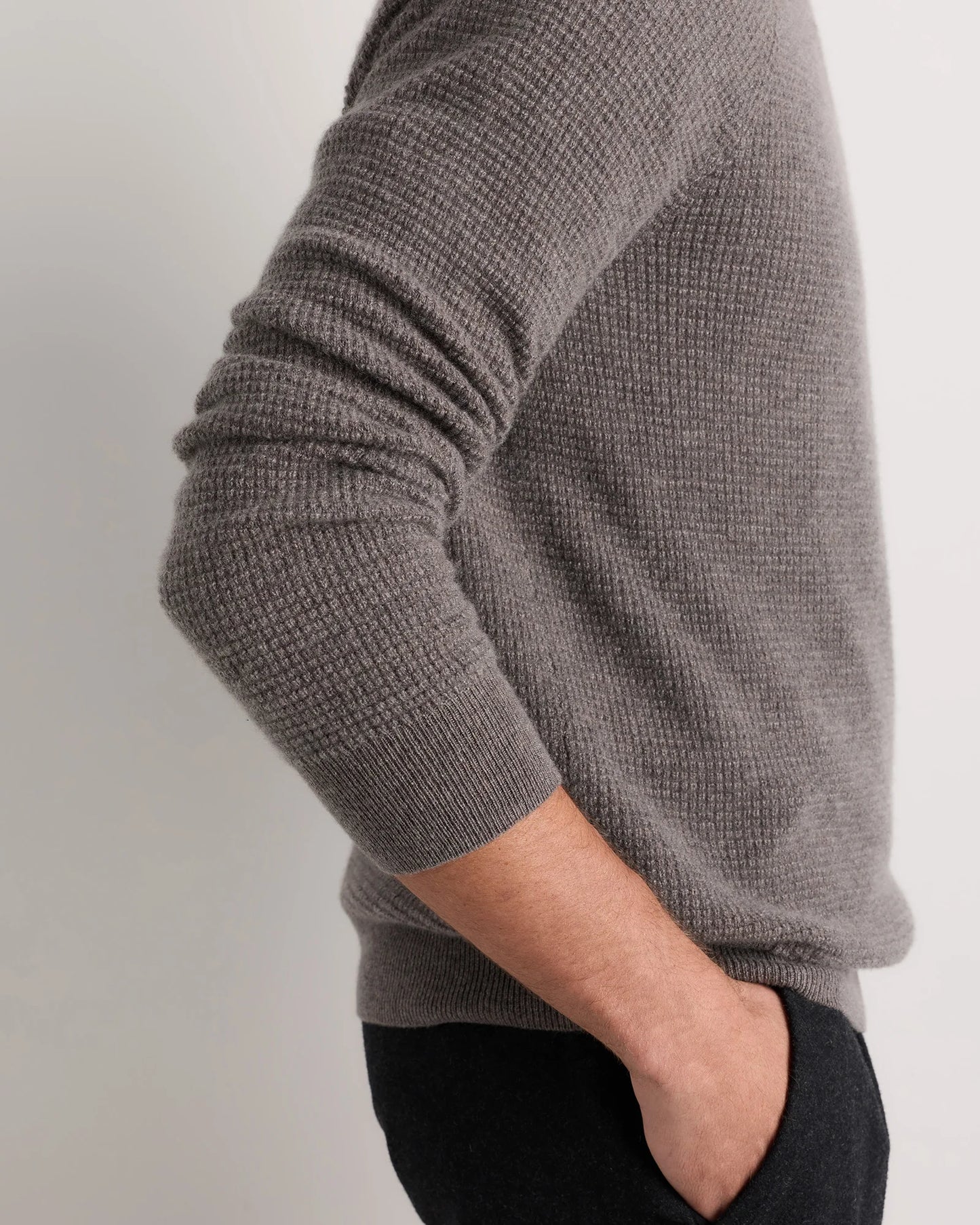 Mongolian Cashmere Waffle Sweatshirt - S / Faded Denim