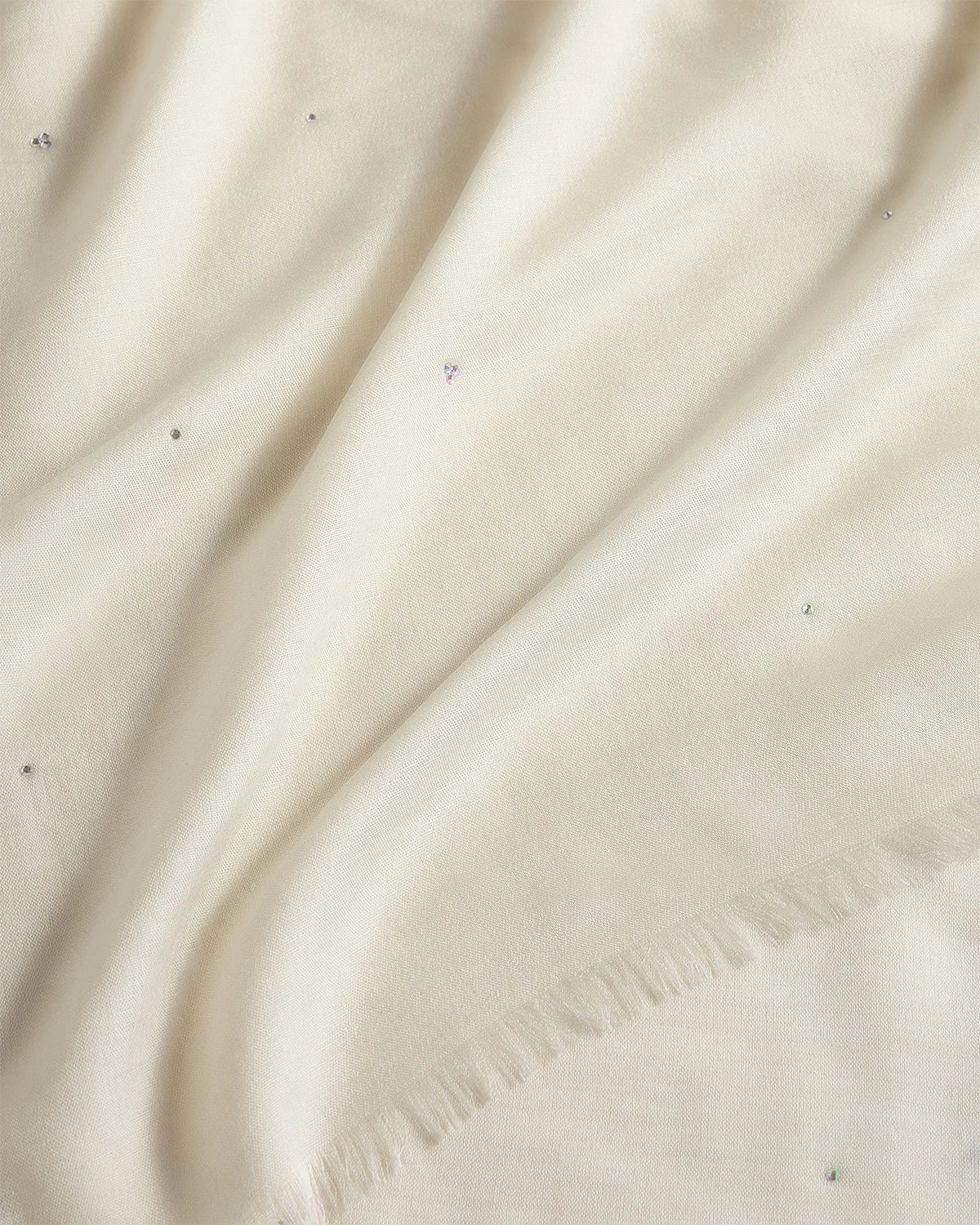Crystal Embellished Featherweight Cashmere Silk Wrap - One Size / Ivory