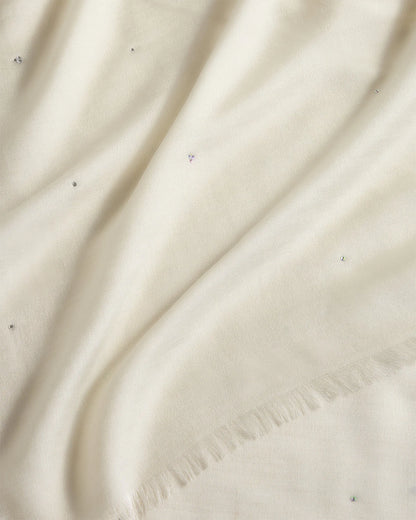 Crystal Embellished Featherweight Cashmere Silk Wrap - One Size / Ivory