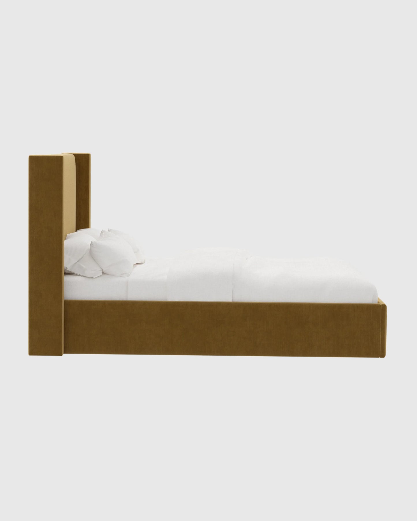 Wingback Bed in Performance Velvet - Full / Walnut