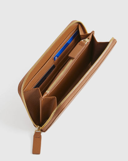 Italian Pebbled Leather Continental Wallet - One Size / Taupe