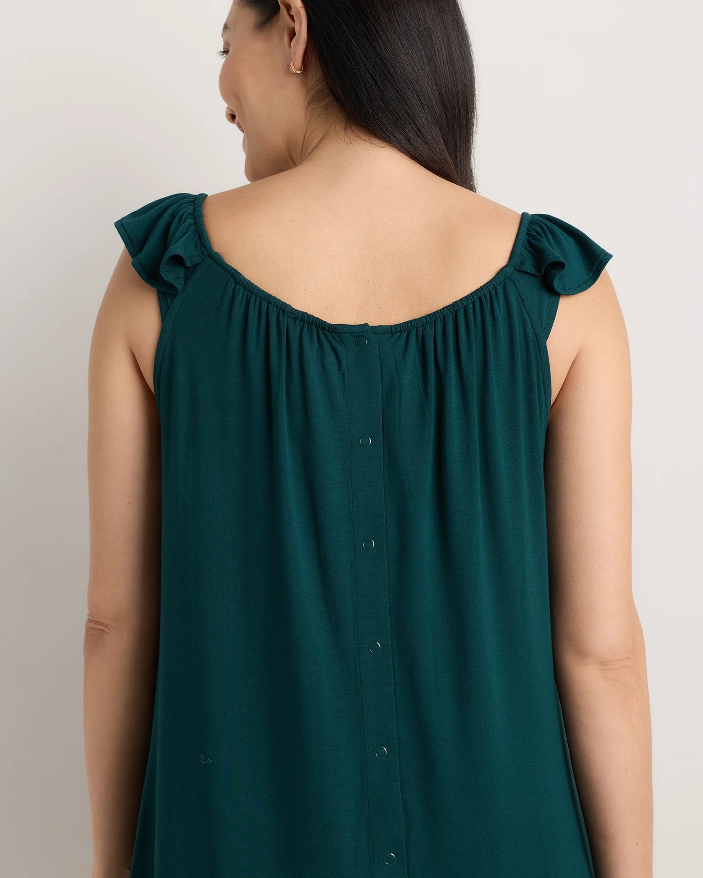 Bamboo Jersey Flutter Sleeve Labor and Delivery Gown - XS / Nocturnal Green