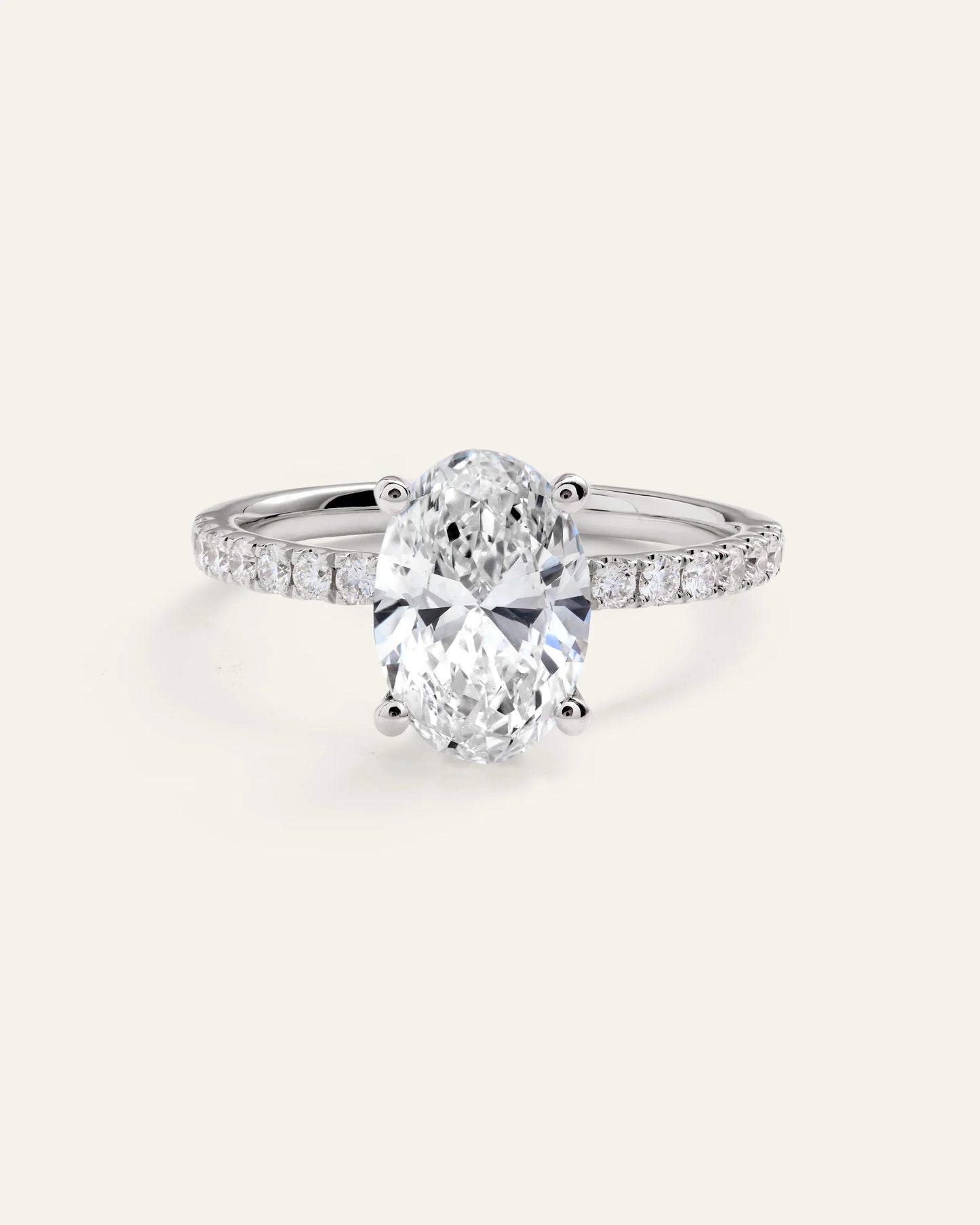 Lab Grown Diamond Oval Petite Pave Engagement Ring - 2ct - 4 / Yellow Gold