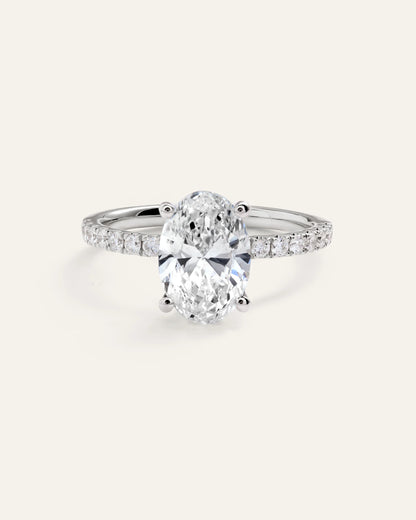Lab Grown Diamond Oval Petite Pave Engagement Ring - 2ct - 4 / Yellow Gold