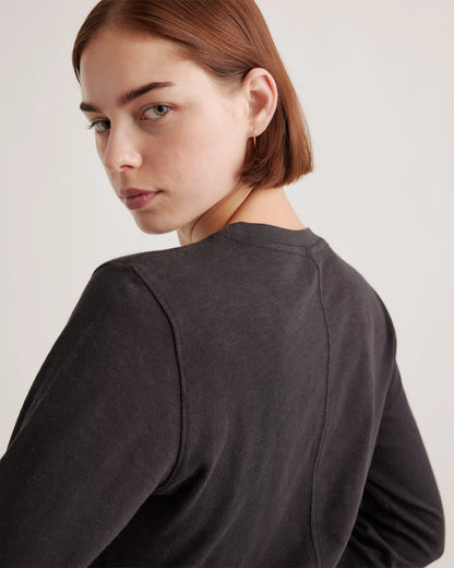 100% Organic Cotton Slub Long Sleeve Tee - XS / Smoked Thyme Green