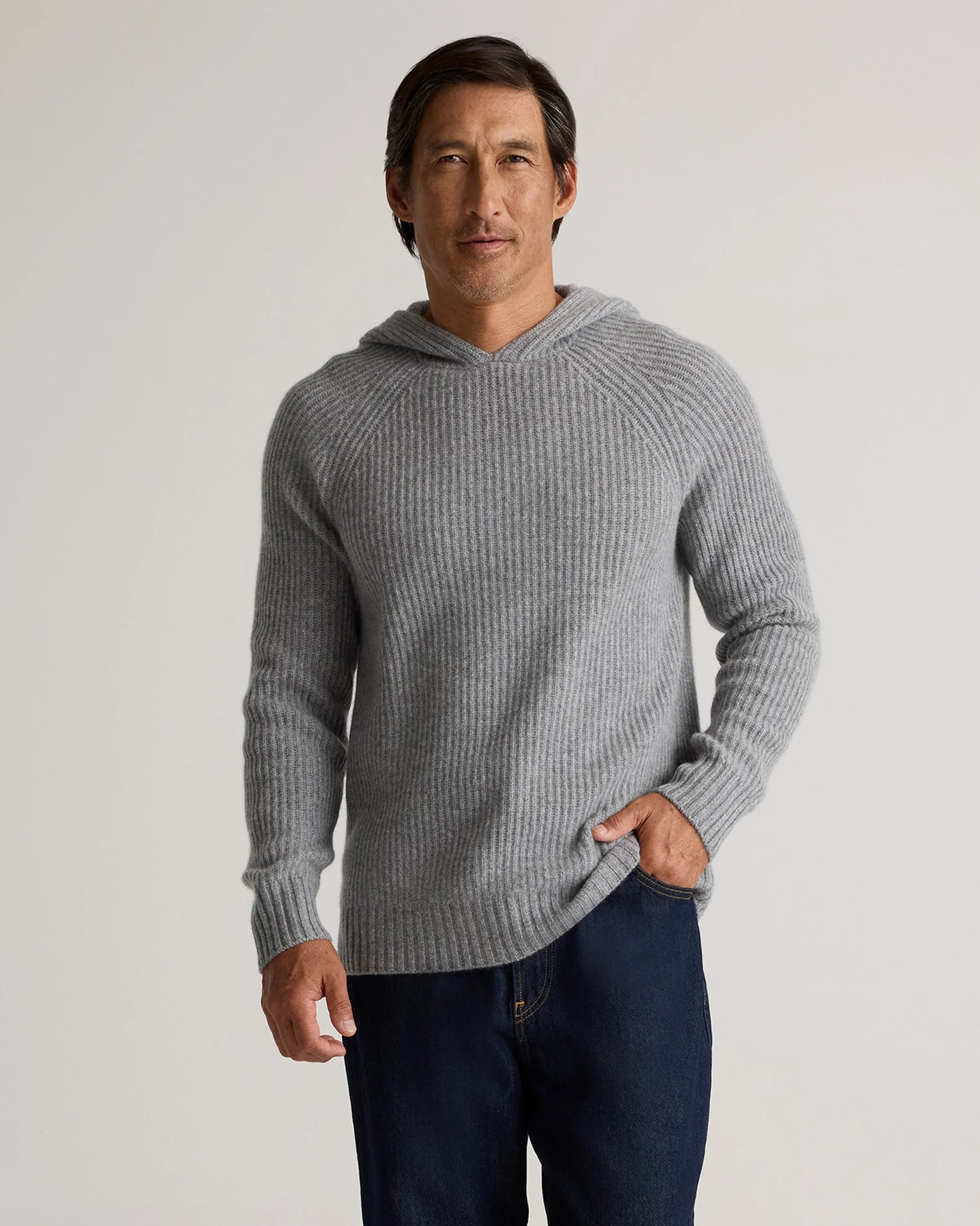 Mongolian Cashmere Fisherman Pullover Hoodie - S / Black
