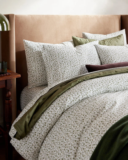 Organic Crisp Percale Floral Sham Set - Standard / Toffee Florette
