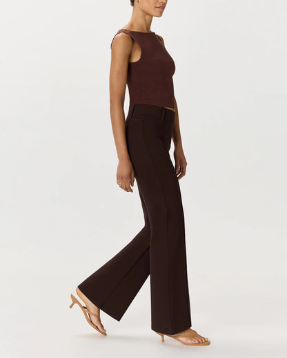 Ultra-Stretch Ponte Flare Leg Pants - XS / Espresso