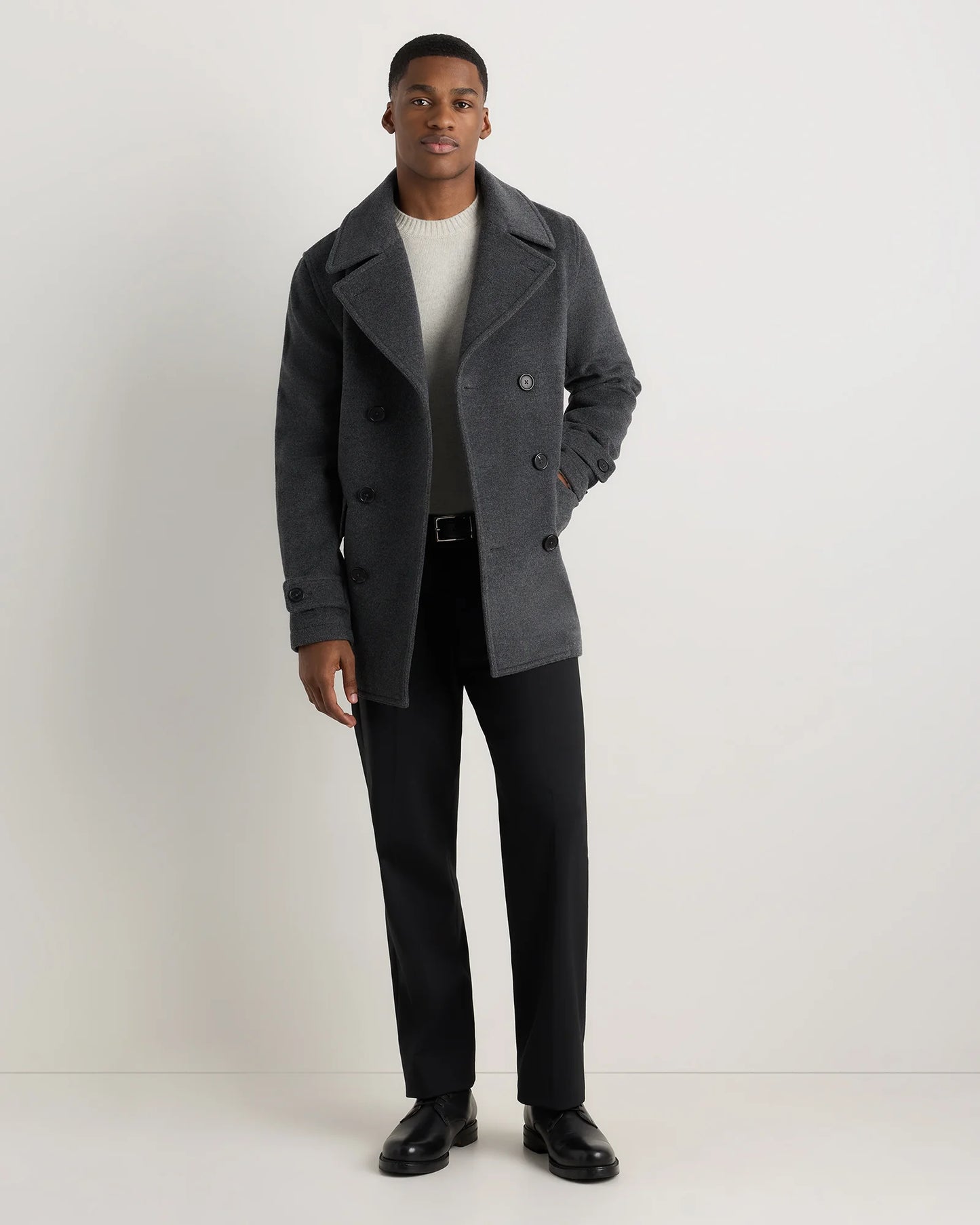 Wool Cashmere Peacoat - XS / Heather Charcoal